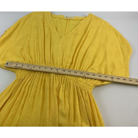 Cupshe Yellow Beach Cover Up Dress V-Neck Dolman Sleeve Side Slits Rayon Medium - Picture 12 of 16